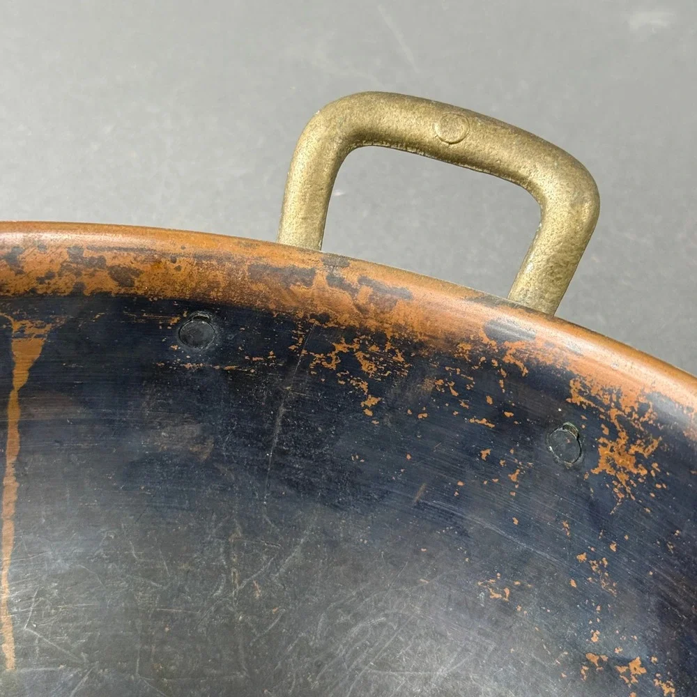 Copper Pot Cauldron Solid with Brass Handles 7
